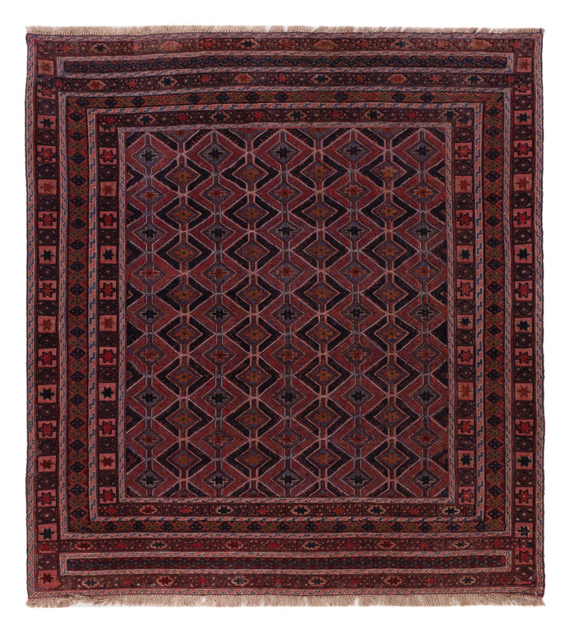 Kelim Teppich - Oriental quadratisch  - 170 x 159 cm - dunkelrot