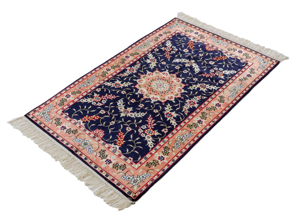 Seidenteppich - China Seide - 123 x 77 cm - dunkelblau