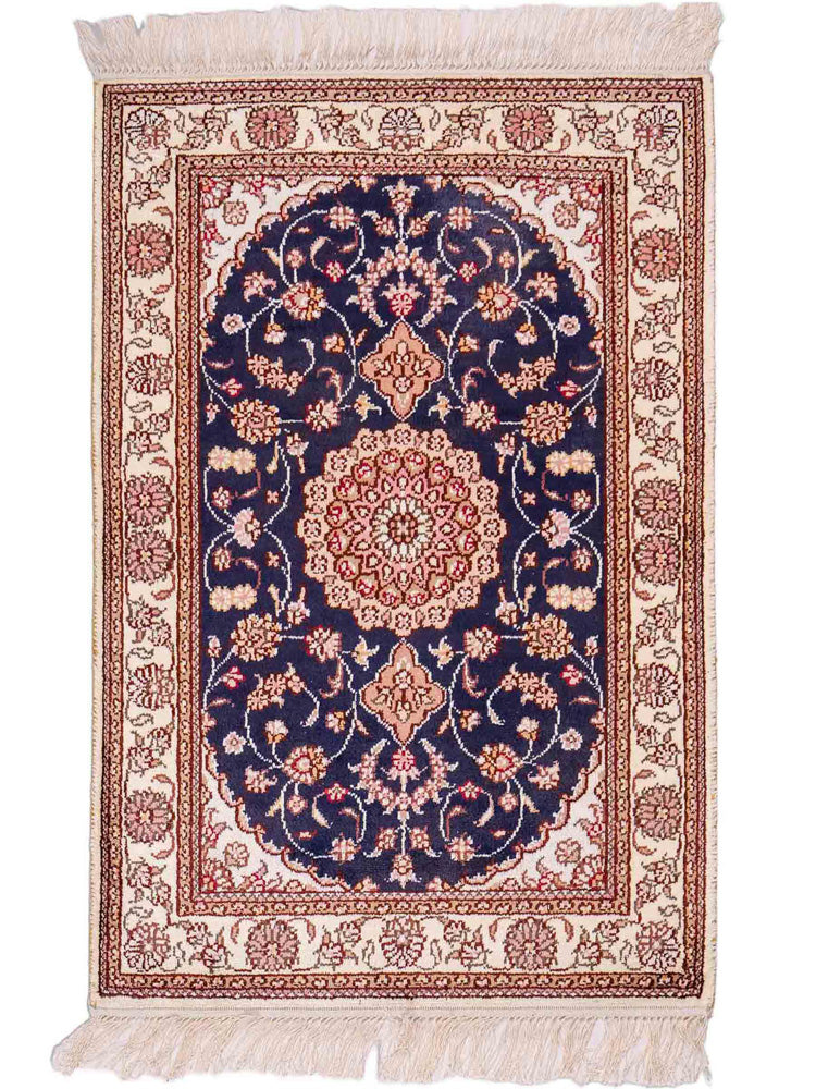 Seidenteppich - China Seide - 92 x 62 cm - dunkelblau