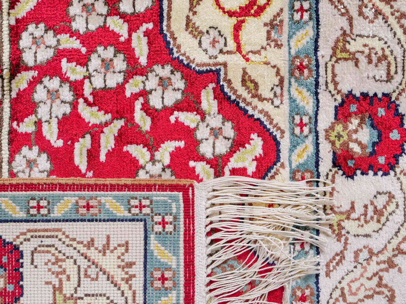 Seidenteppich - China Seide - 87 x 58 cm - hellrot