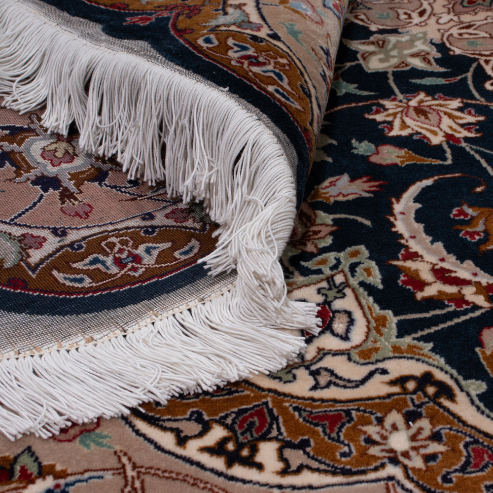 Perserteppich - Täbriz - Royal rund  - 200 x 200 cm - schwarzgrün