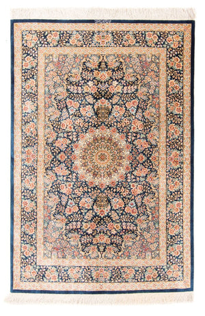 Seidenteppich - Ghom Seide - Premium - 152 x 100 cm - dunkelblau