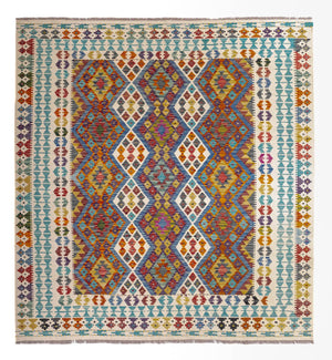 Kelim Teppich - Splash quadratisch  - 207 x 203 cm - mehrfarbig