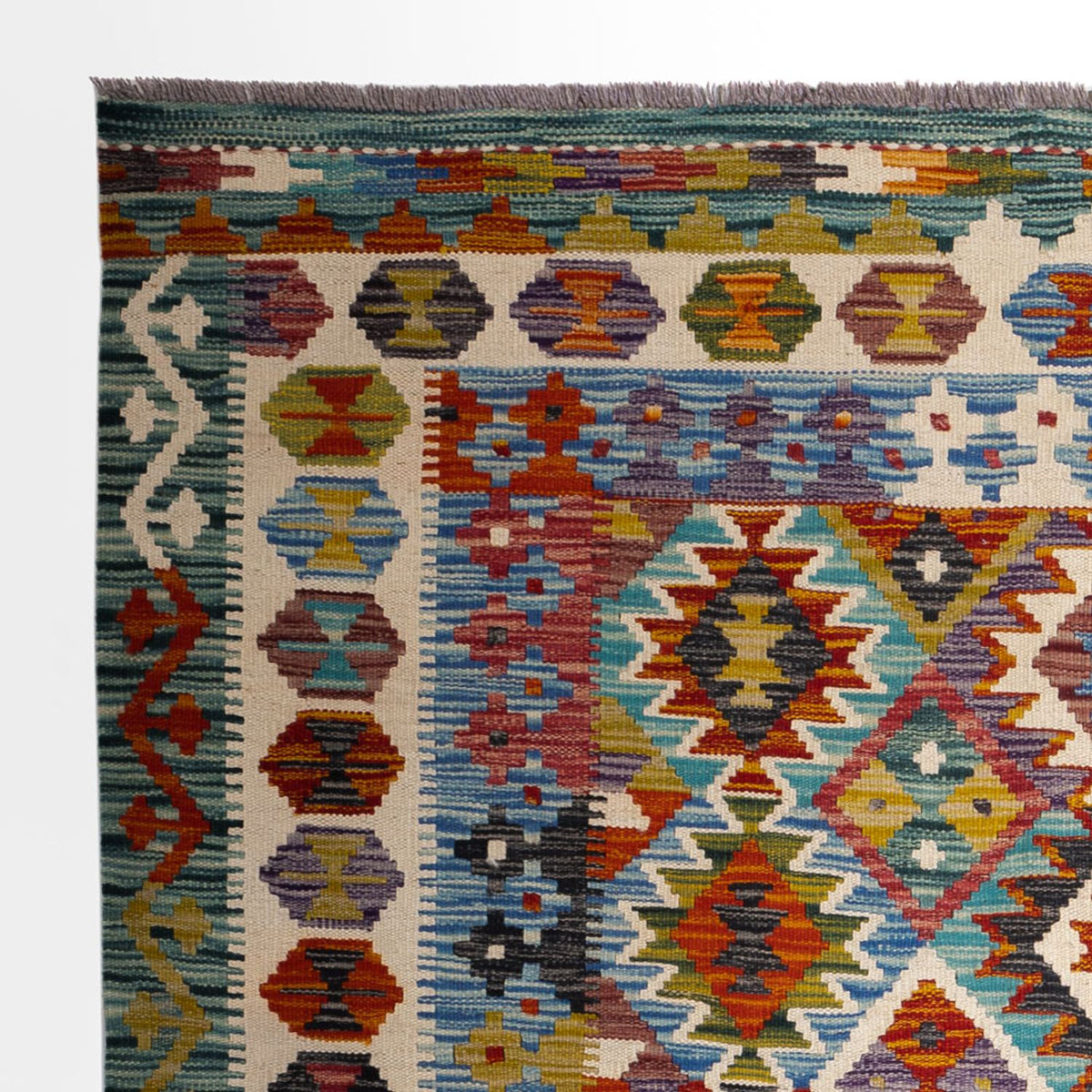 Kelim Teppich - Splash quadratisch  - 154 x 154 cm - mehrfarbig