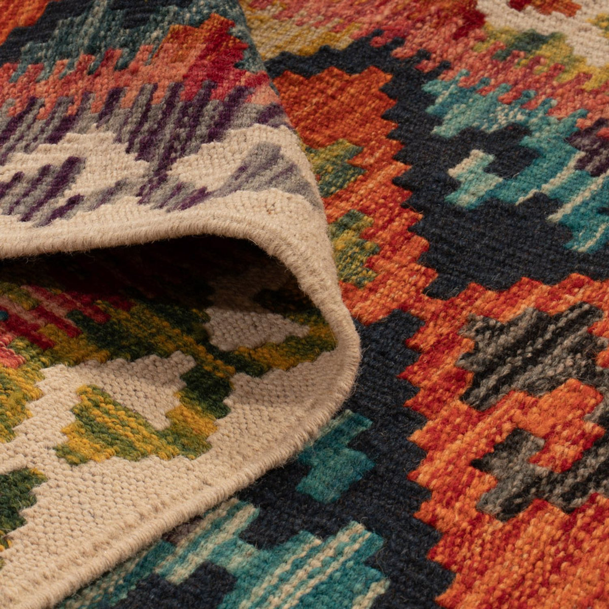 Läufer Kelim - Splash - 199 x 76 cm - mehrfarbig