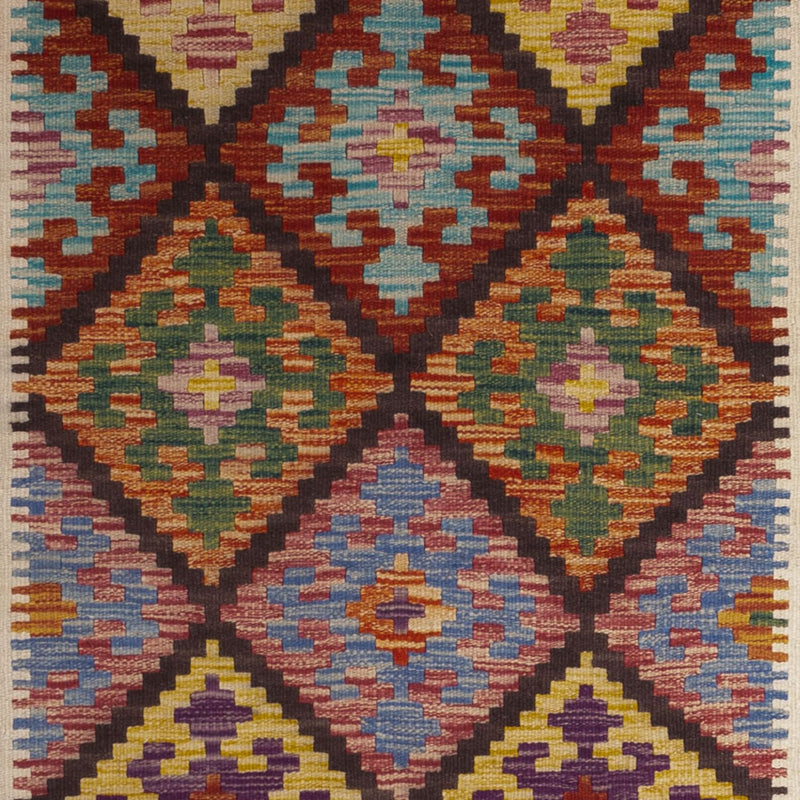 Läufer Kelim - Splash - 199 x 101 cm - mehrfarbig