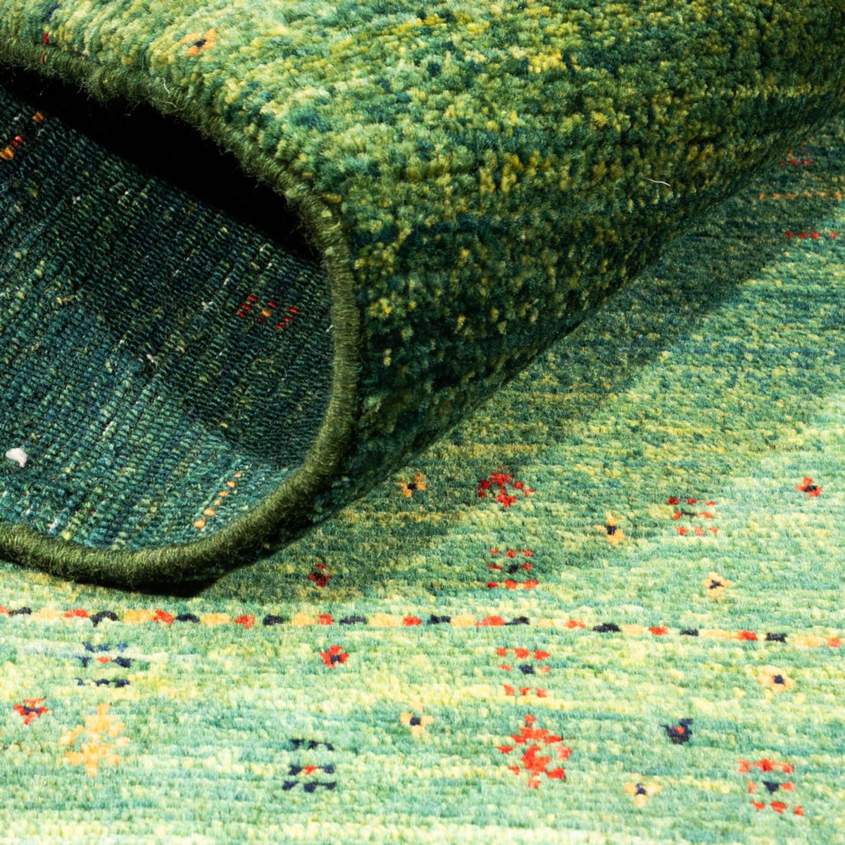 Gabbeh Teppich - Loribaft Perser - 139 x 99 cm - grün