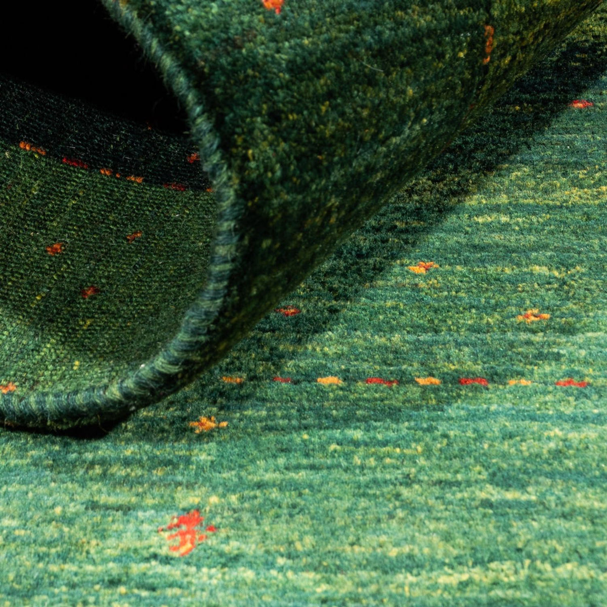 Gabbeh Teppich - Loribaft Perser - 136 x 84 cm - grün