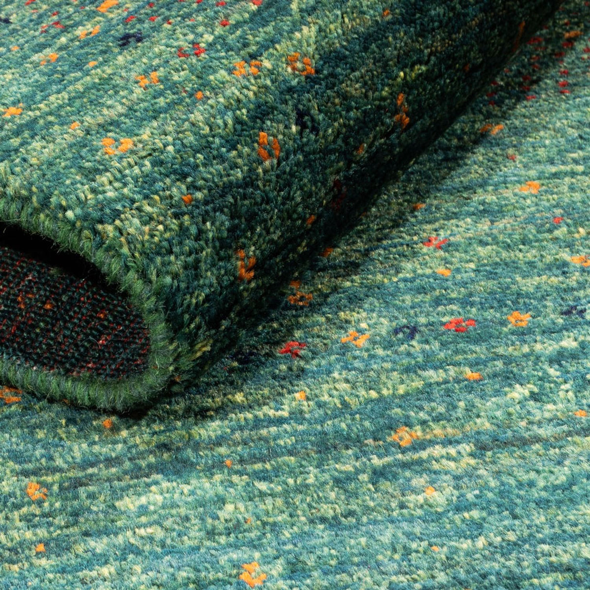 Gabbeh Teppich - Loribaft Perser - 124 x 87 cm - grün