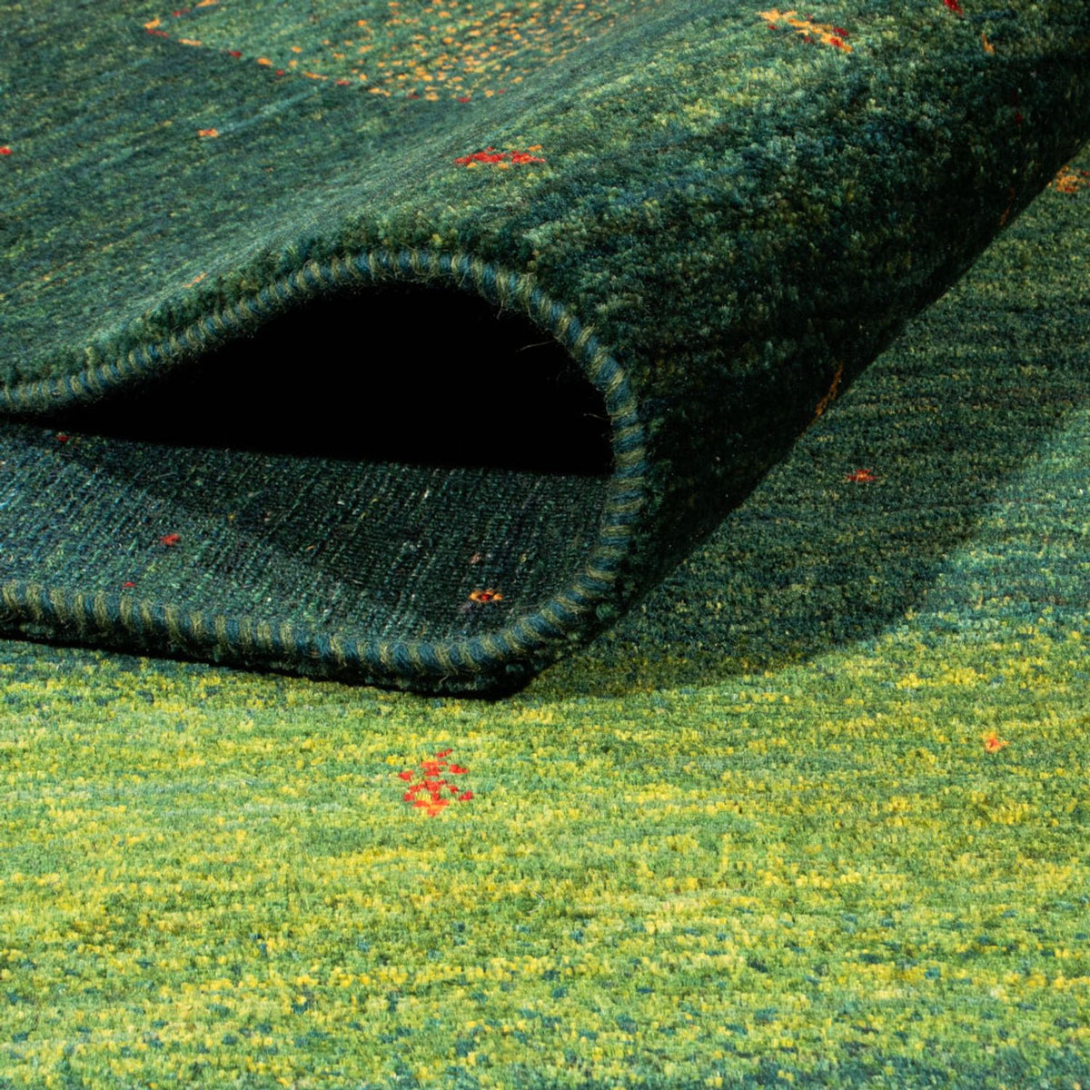 Gabbeh Teppich - Loribaft Perser - 314 x 233 cm - grün