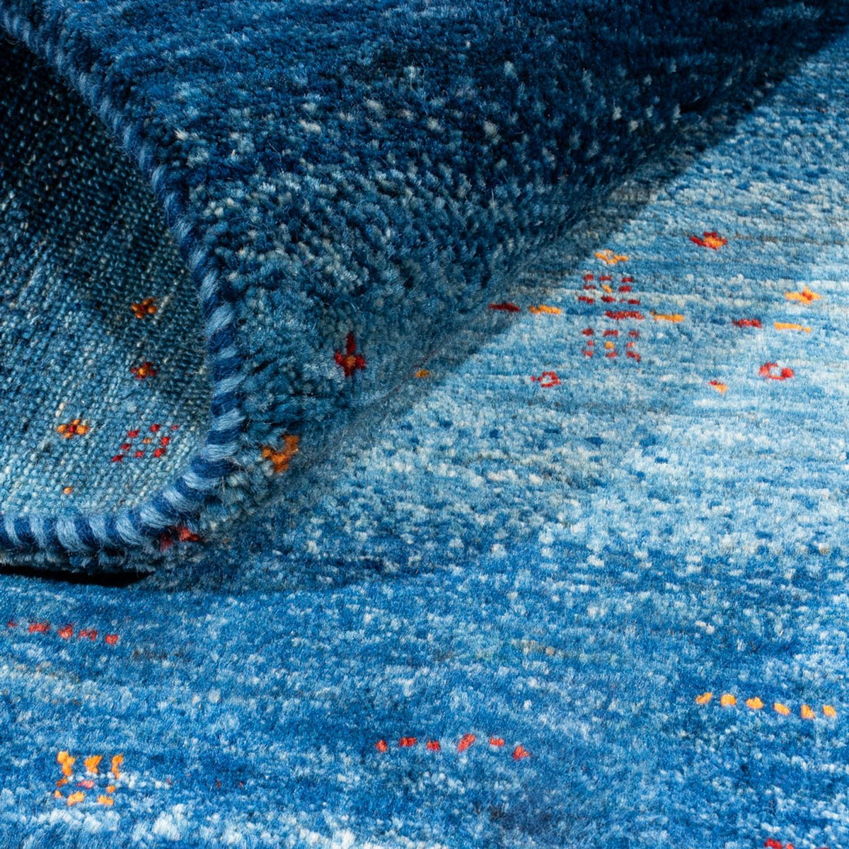 Gabbeh Teppich - Loribaft Perser - 116 x 92 cm - blau