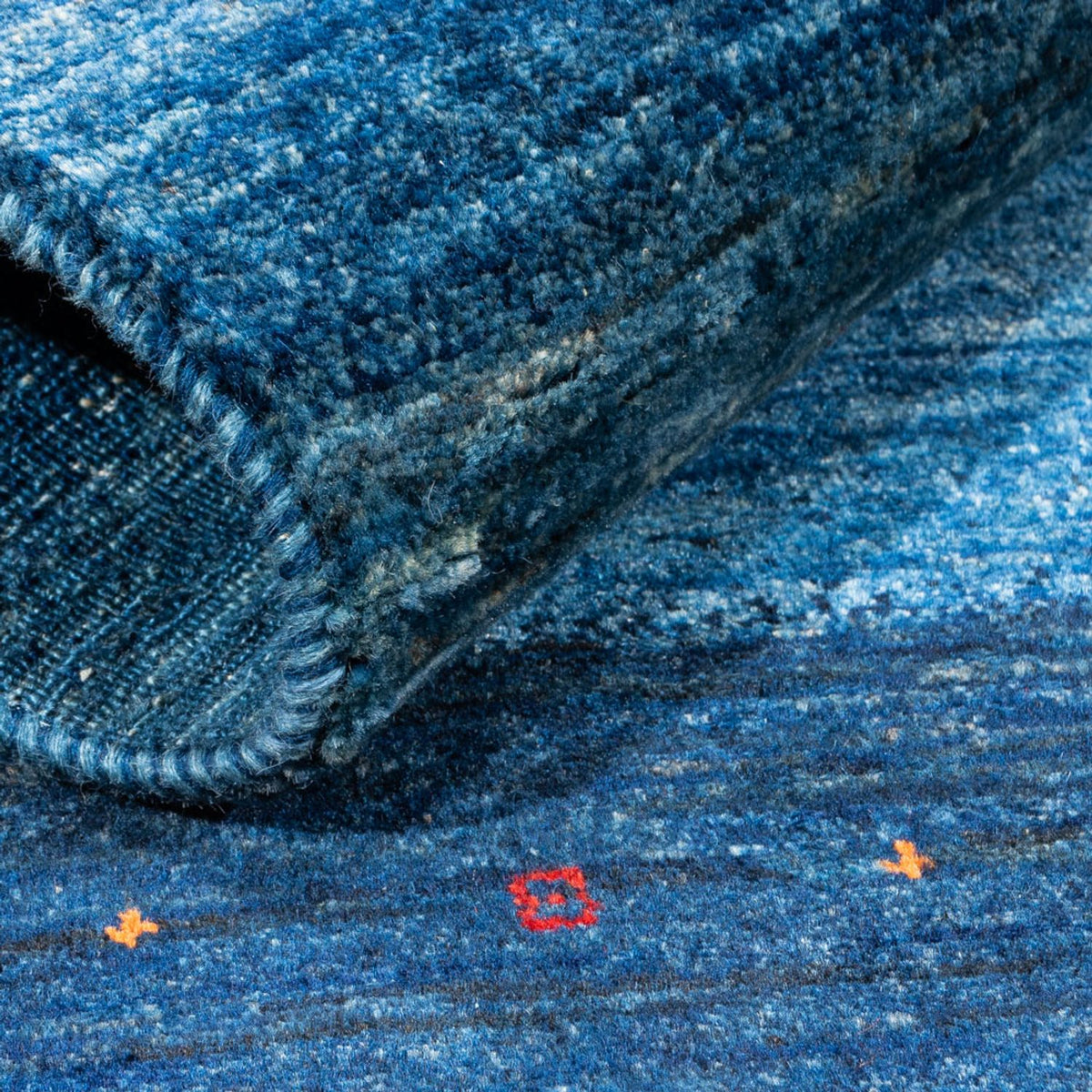 Gabbeh Teppich - Loribaft Perser - 108 x 88 cm - blau