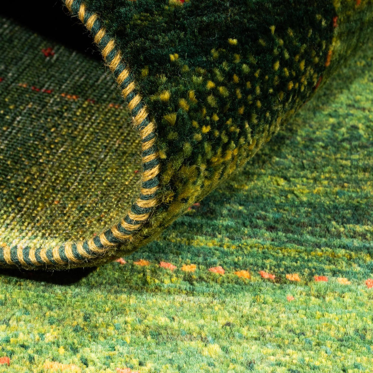 Gabbeh Teppich - Loribaft Perser - 148 x 98 cm - grün