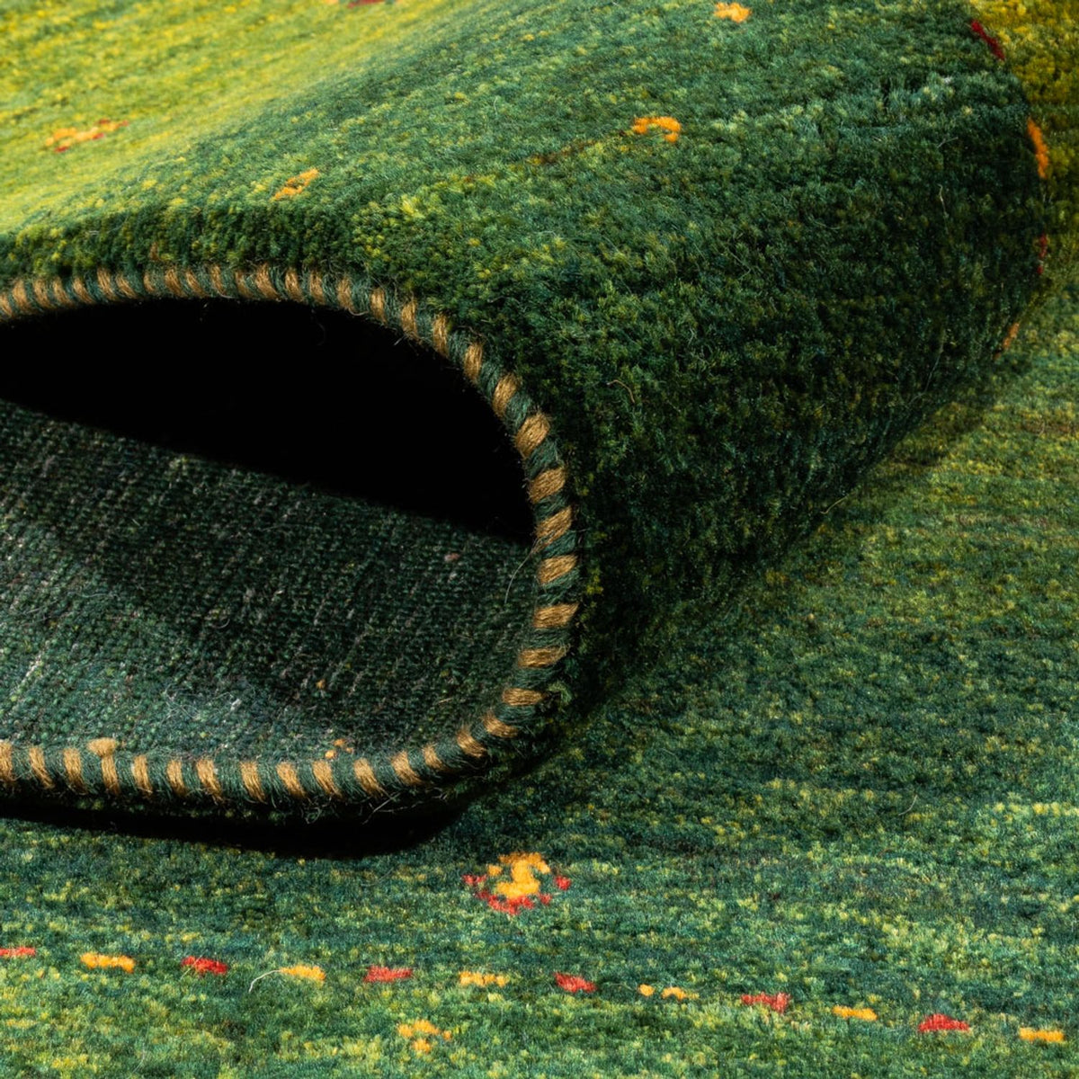 Gabbeh Teppich - Loribaft Perser - 198 x 146 cm - grün