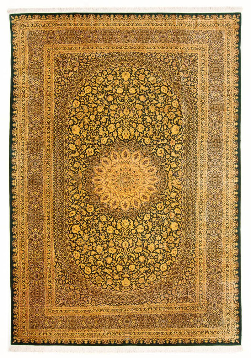 Seidenteppich - Ghom Seide - Premium - 294 x 196 cm - olivgrün