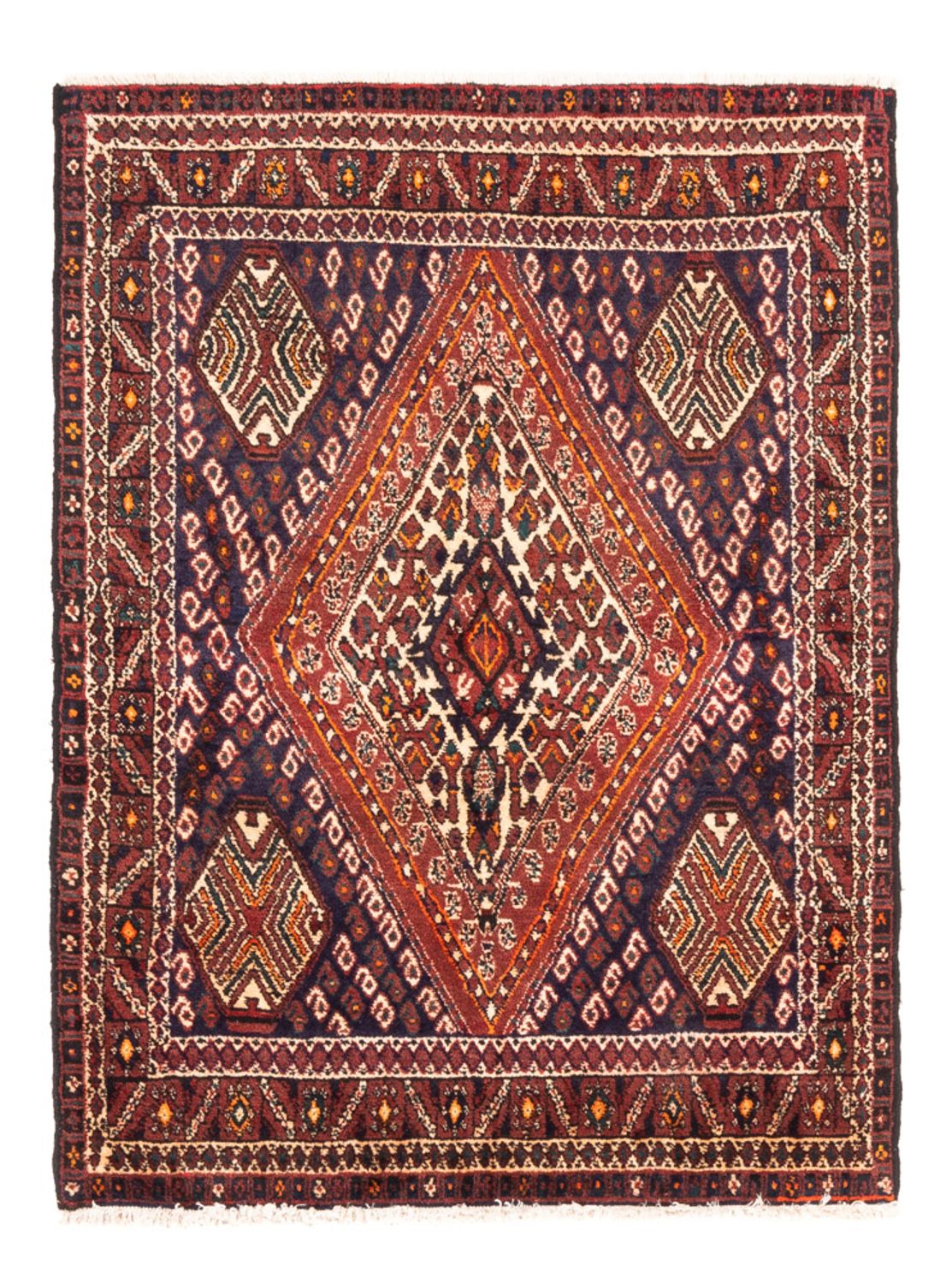Perserteppich - Nomadic - 127 x 98 cm - bordeauxrot