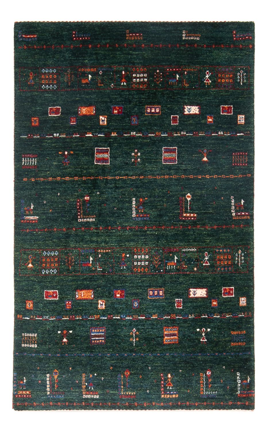 Gabbeh Teppich - Loribaft Perser - 136 x 85 cm - dunkelgrün