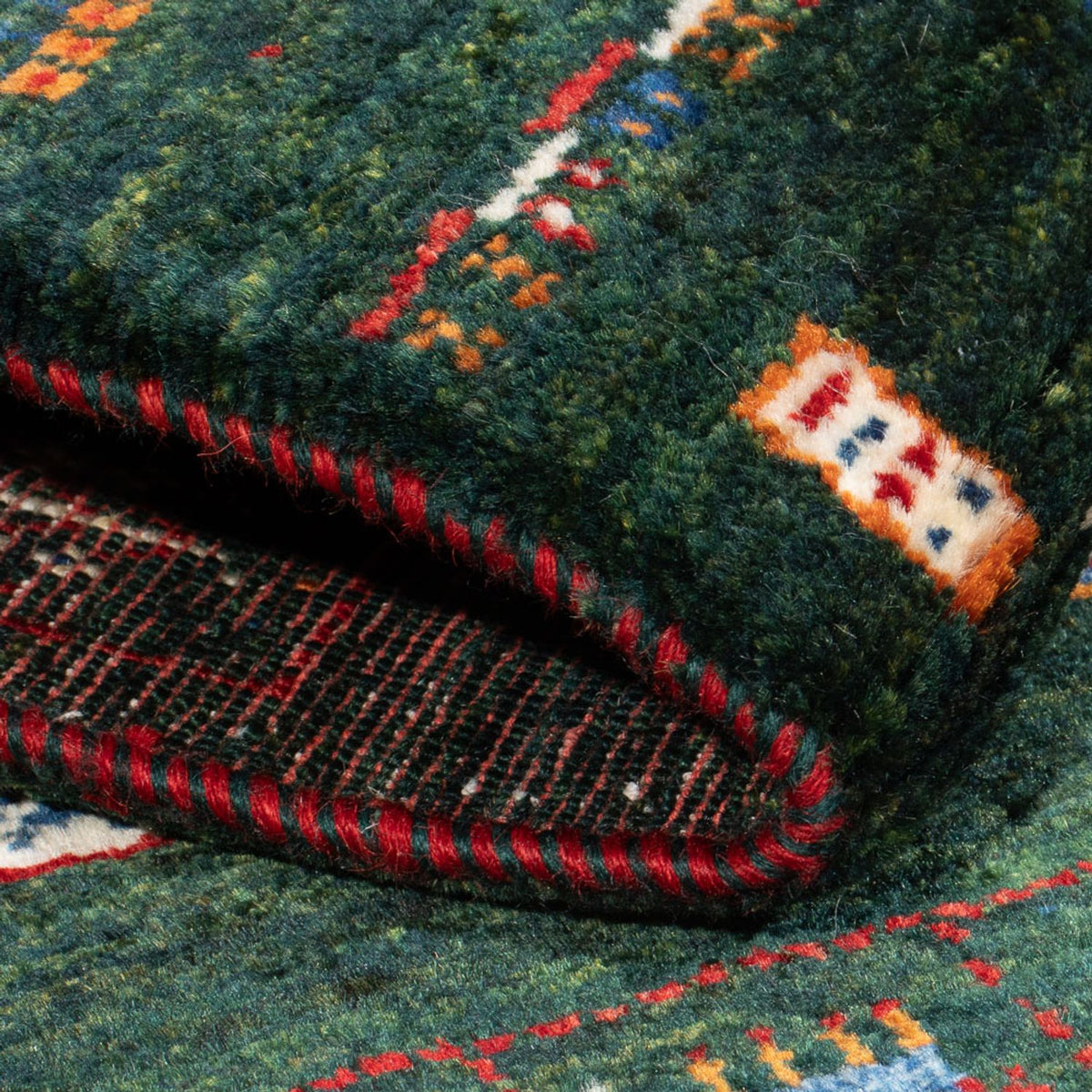 Gabbeh Teppich - Loribaft Perser - 136 x 85 cm - dunkelgrün