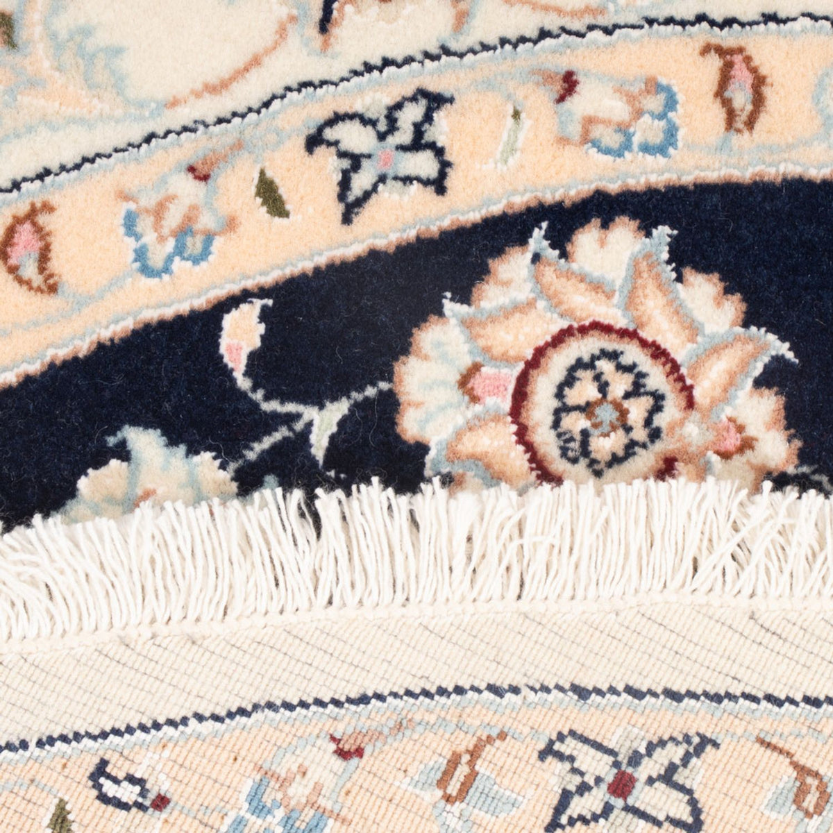 Perserteppich - Nain - Premium rund  - 111 x 105 cm - dunkelblau