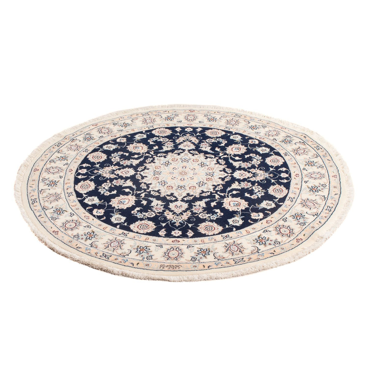 Perserteppich - Nain - Premium rund  - 111 x 105 cm - dunkelblau