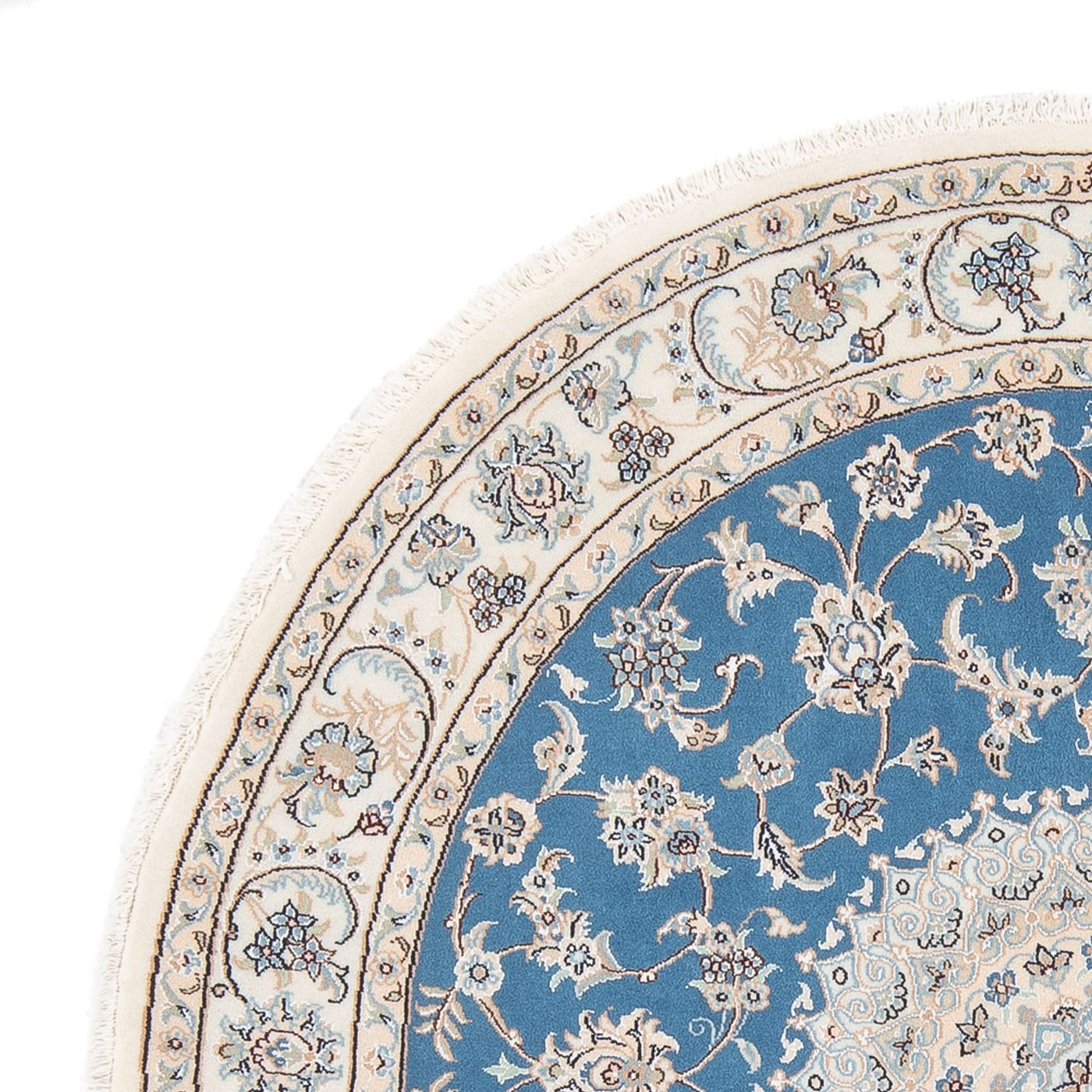 Perserteppich - Nain - Premium rund  - 152 x 150 cm - blau