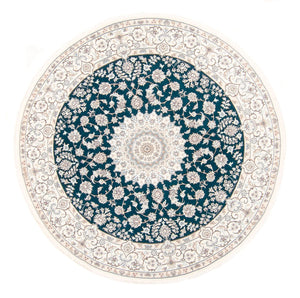Perserteppich - Nain rund  - 200 x 200 cm - petrolblau