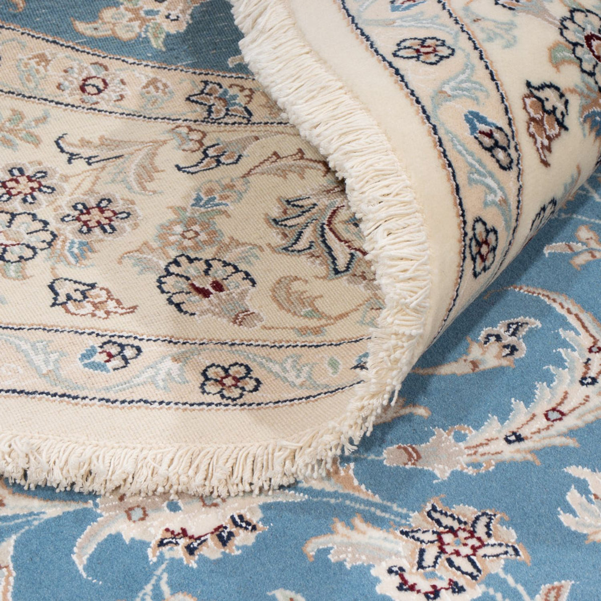 Perserteppich - Nain rund  - 200 x 200 cm - hellblau