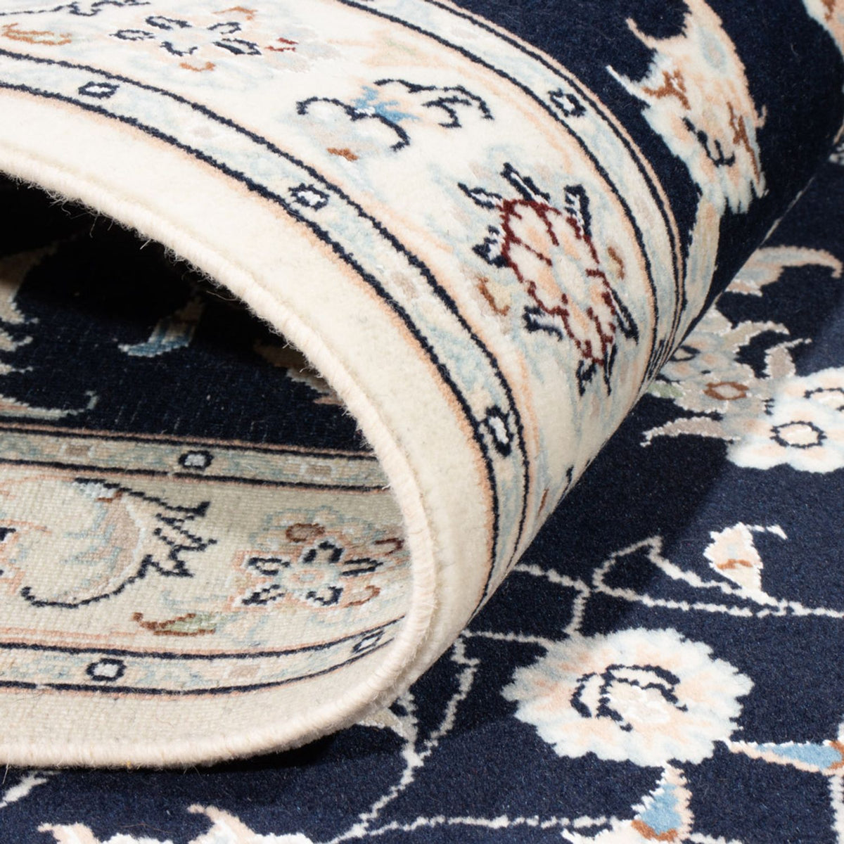 Läufer Perser - Nain - Royal - 194 x 80 cm - dunkelblau