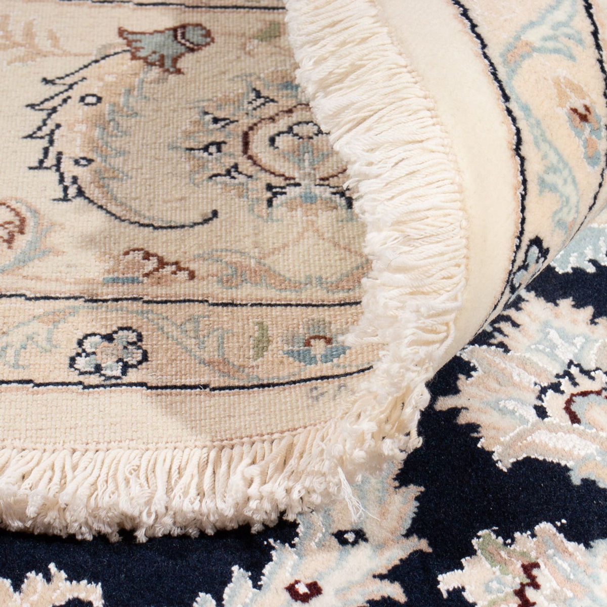 Perserteppich - Nain rund  - 202 x 202 cm - dunkelblau