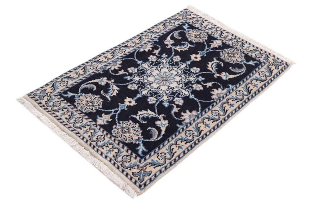 Perserteppich - Nain - 90 x 60 cm - dunkelblau