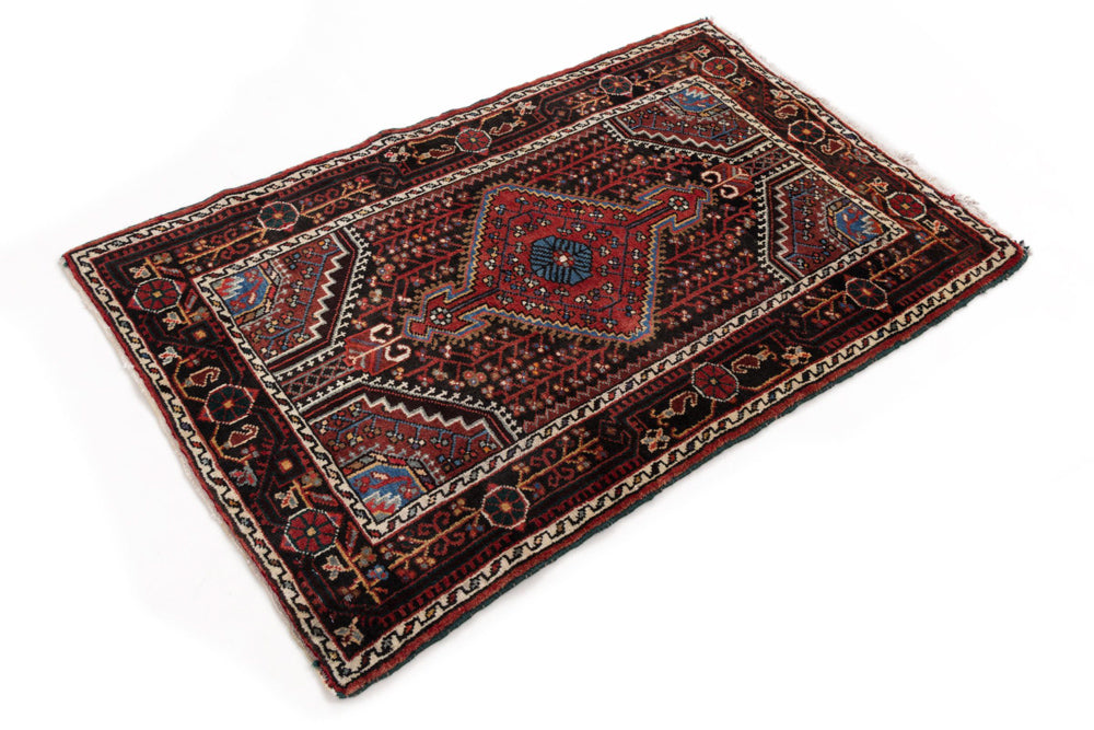 Perserteppich - Nomadic - 130 x 87 cm - dunkelrot
