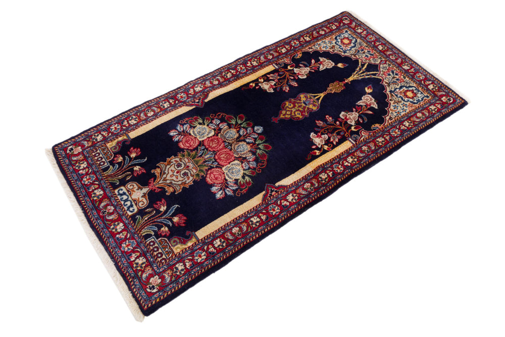 Perserteppich - Ghom - 126 x 70 cm - dunkelblau