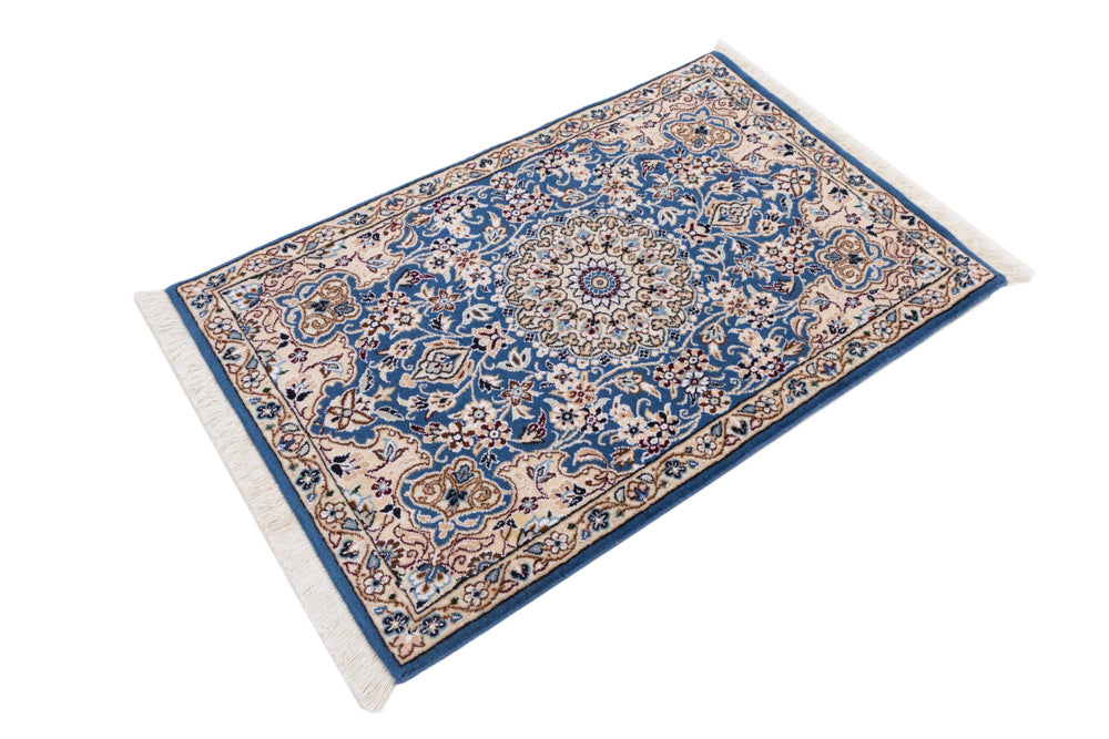 Perserteppich - Nain - 90 x 60 cm - blau