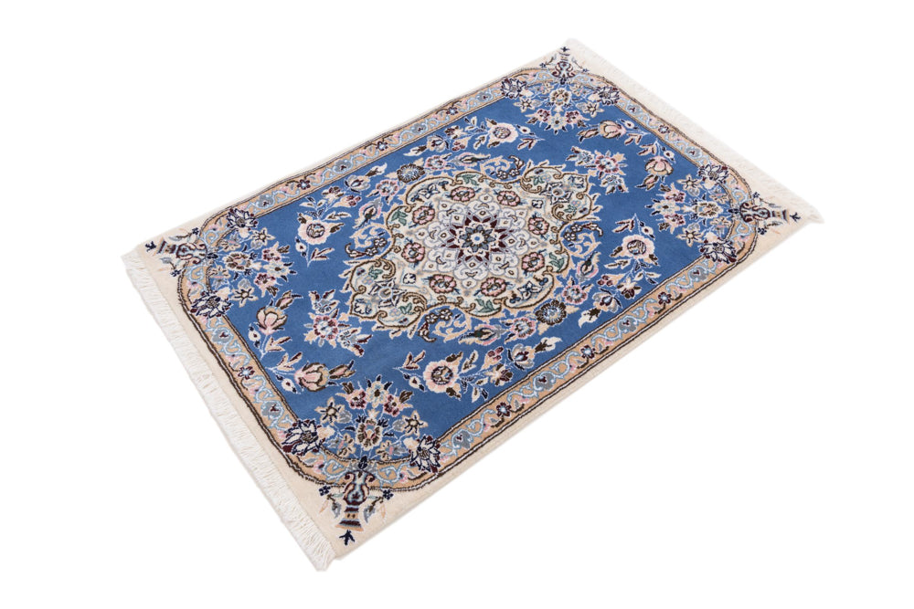 Perserteppich - Nain - 90 x 60 cm - blau