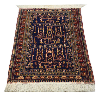 Afghan Teppich 131 x 87 cm - dunkelblau