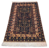 Afghan Teppich 142 x 96 cm - dunkelblau