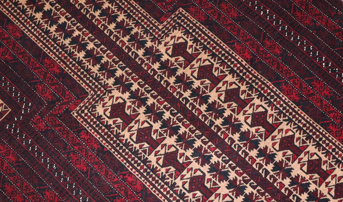 Afghan Teppich 150 x 95 cm - dunkelrot