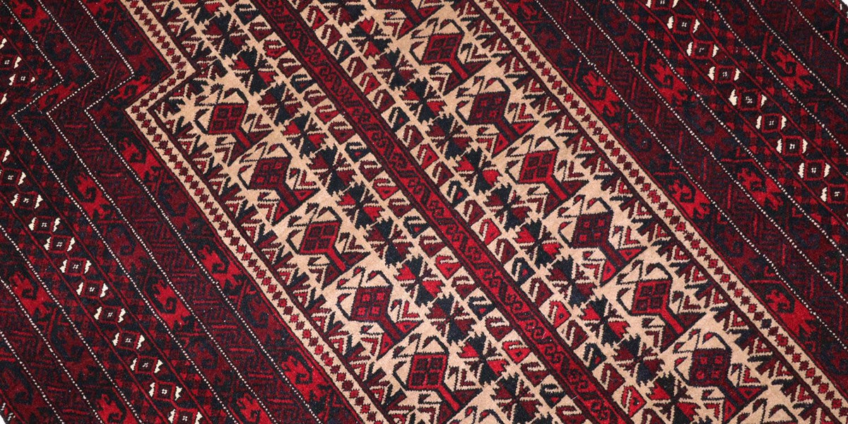 Afghan Teppich 150 x 95 cm - dunkelrot