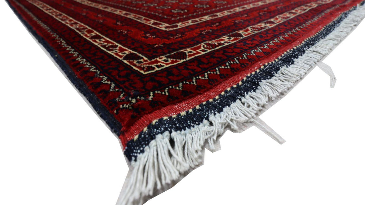 Afghan Teppich 196 x 147 cm - dunkelrot