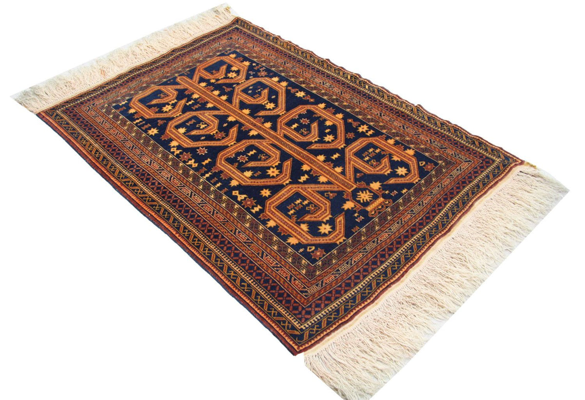 Afghan Teppich 140 x 95 cm - blau