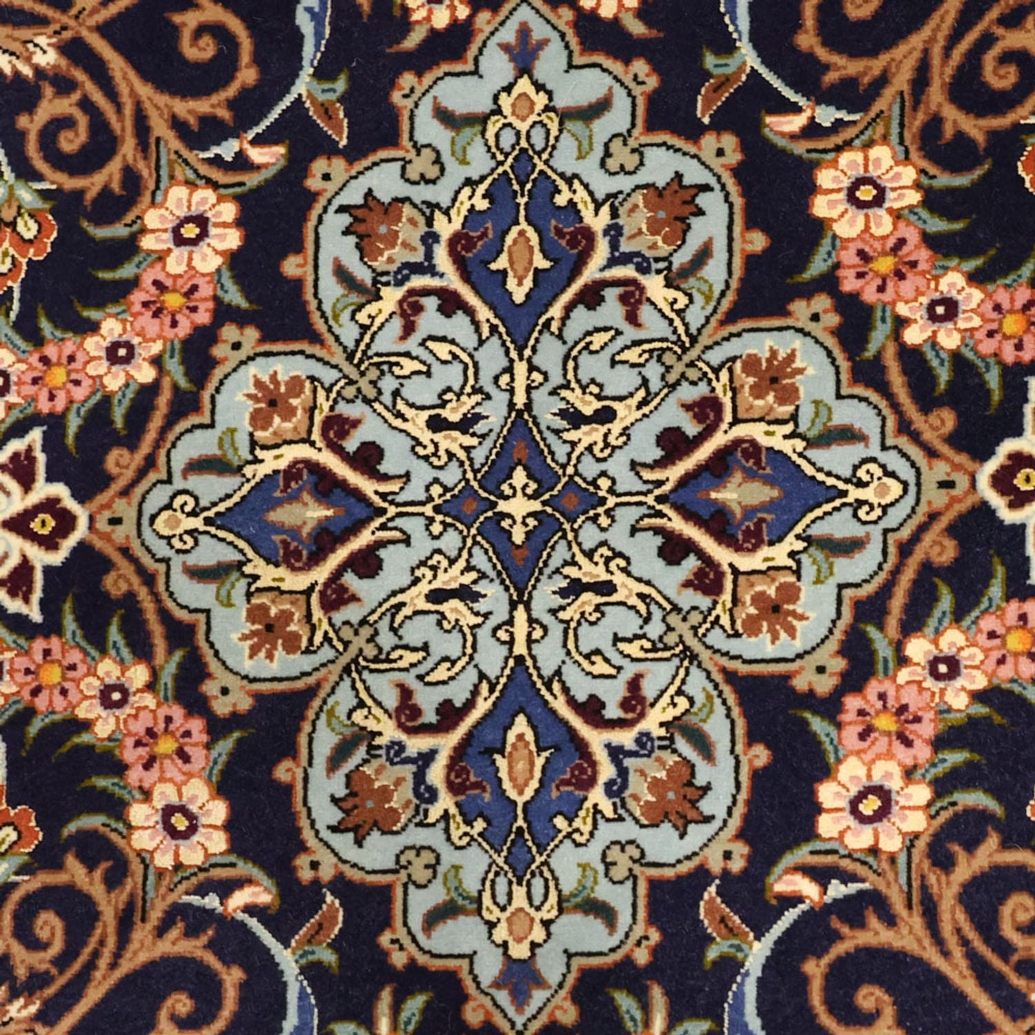 Perserteppich - Isfahan - Premium - Seidenkette - 170 x 112 cm - dunkelbeige