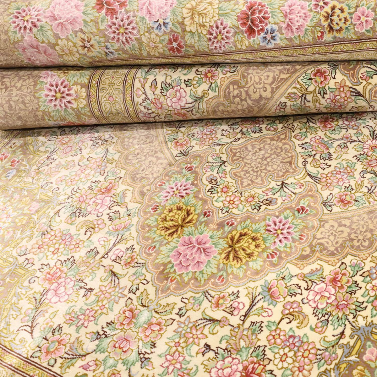 Perserteppich - Ghom - Royal - 165 x 101 cm - hellbeige