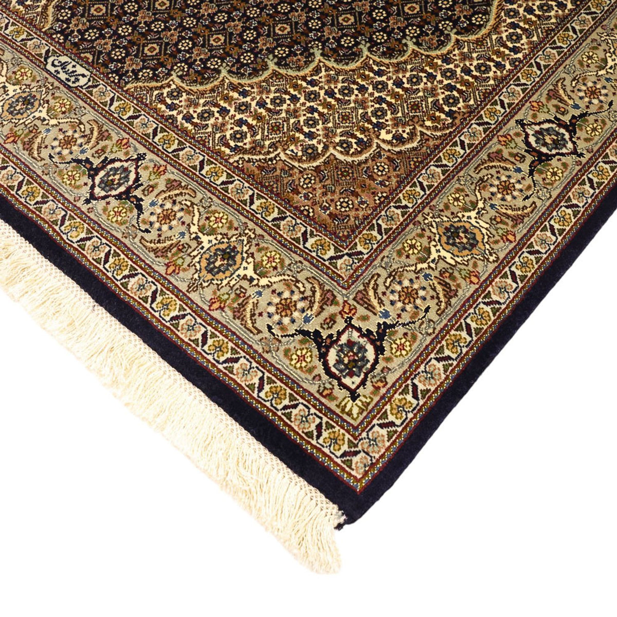 Perserteppich - Täbriz - Royal - Seidenkette - 149 x 100 cm - dunkelbeige