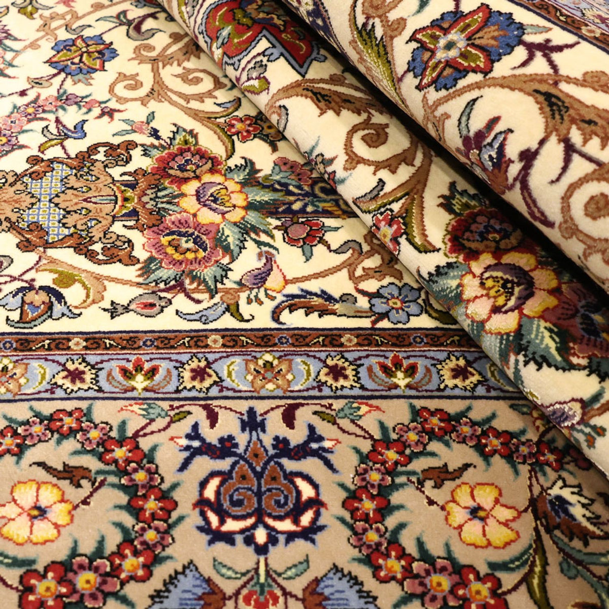 Perserteppich - Isfahan - Premium - Seidenkette - 171 x 111 cm - beige