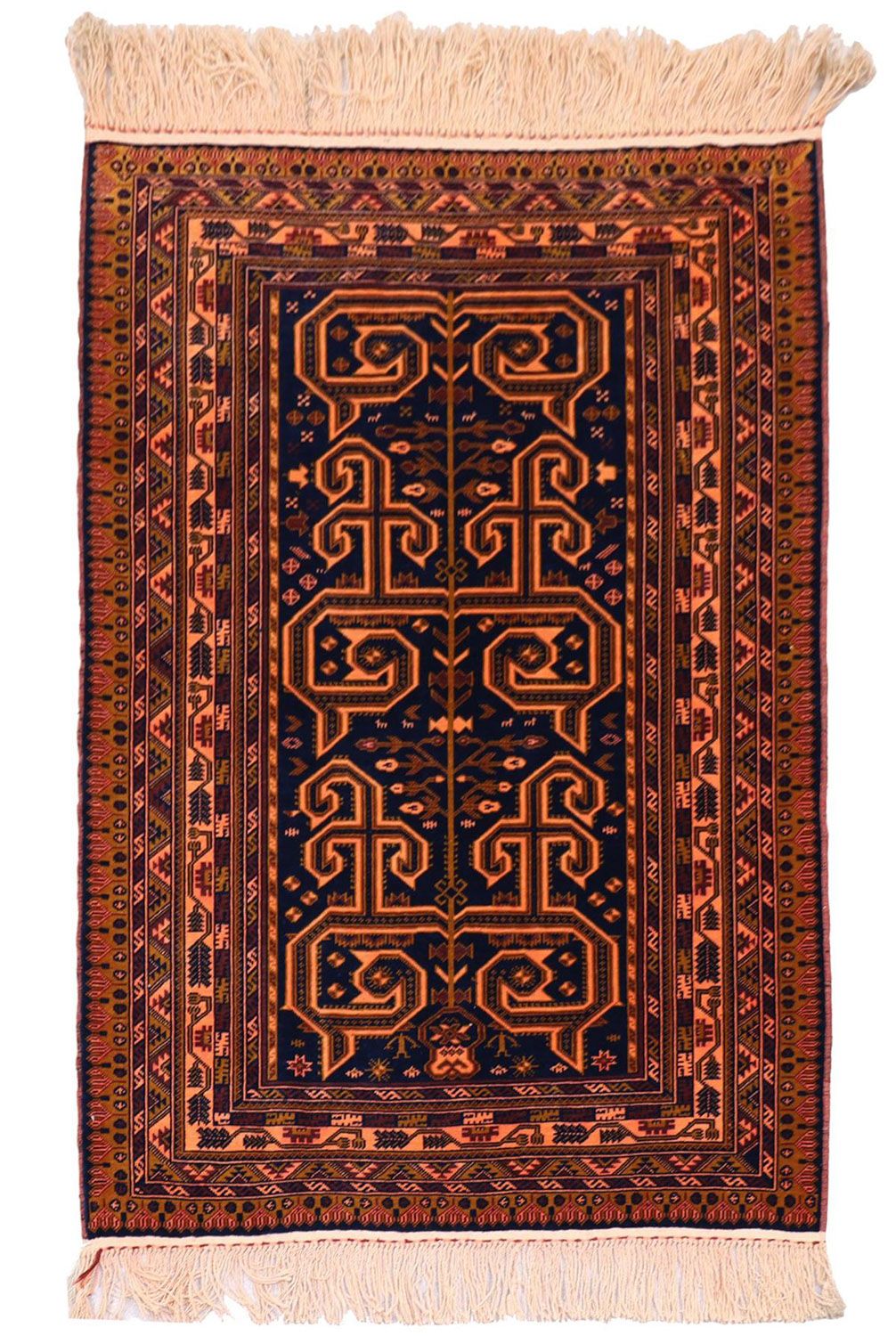 Afghan Teppich 132 x 98 cm - dunkelblau
