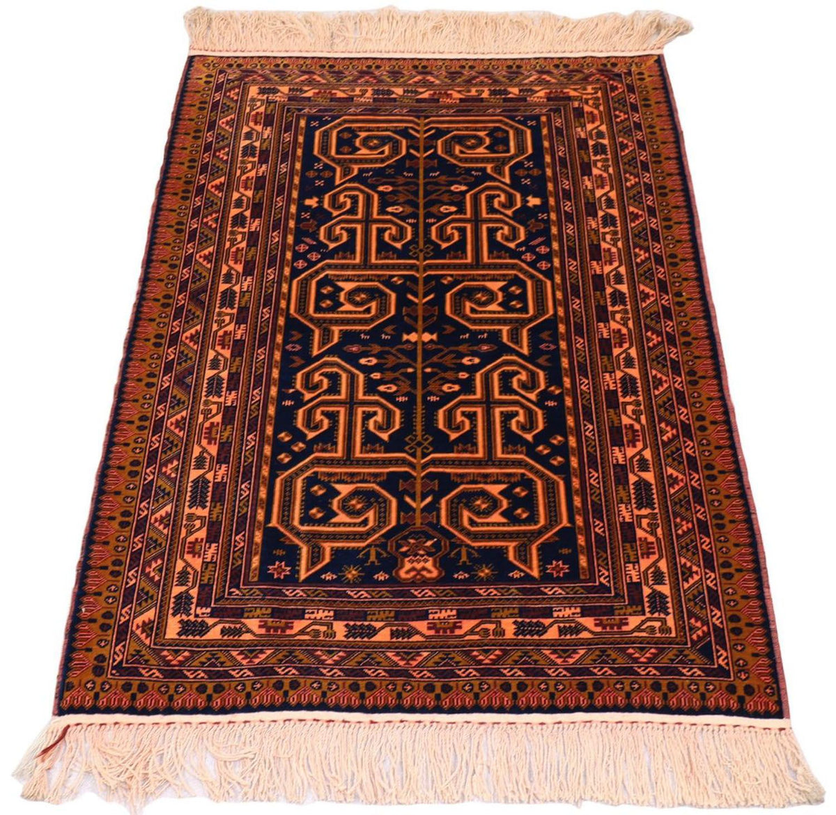 Afghan Teppich 132 x 98 cm - dunkelblau