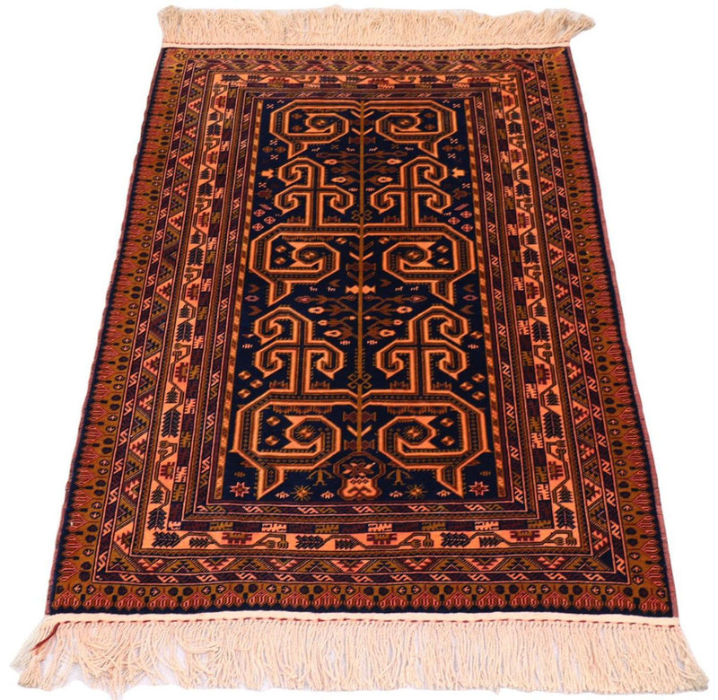 Afghan Teppich 132 x 98 cm - dunkelblau