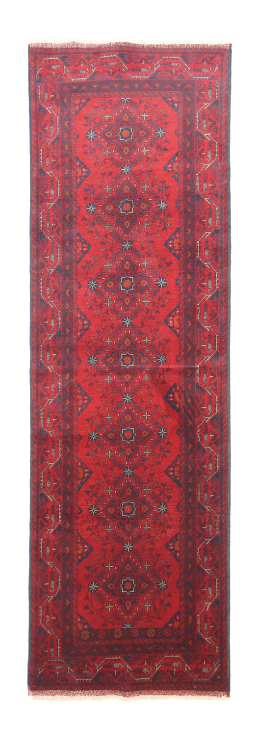 Afghan Teppich - Kunduz 299 x 86 cm - dunkelrot