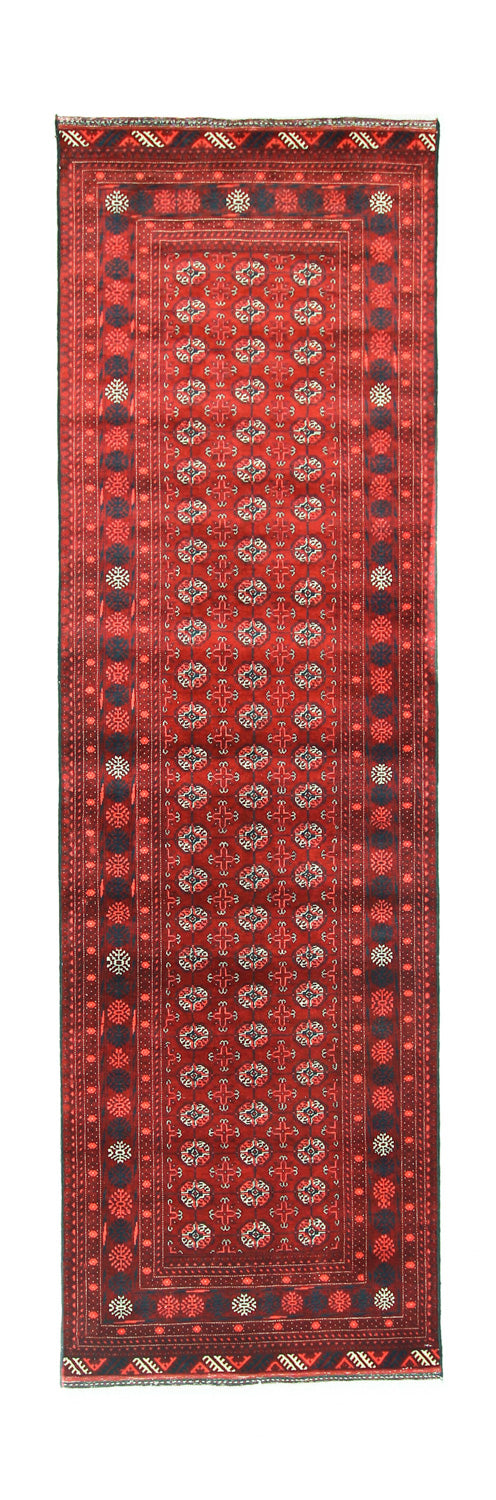 Afghan Teppich - Buchara 293 x 87 cm - dunkelrot