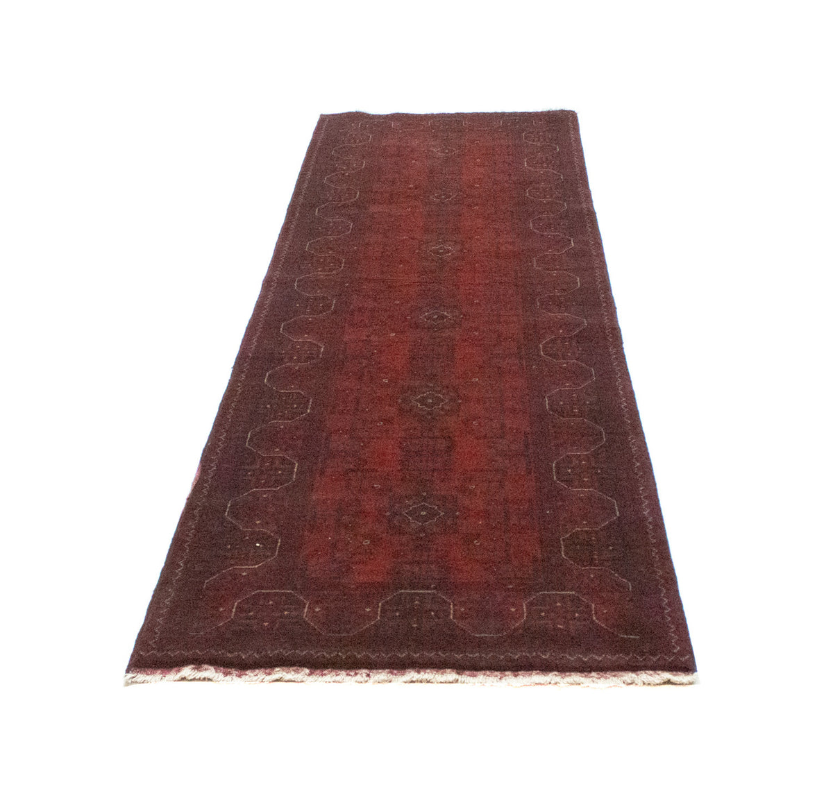 Afghan Teppich - Kunduz 287 x 83 cm - dunkelrot